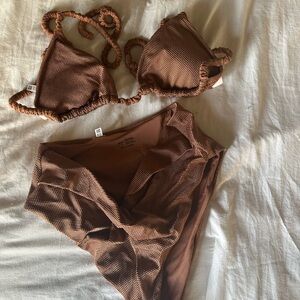 Aerie Brown Textured Bikini Set
